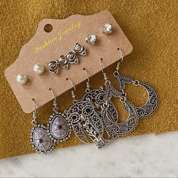 Bohemian Dangle + Stud Earrings - 6 Sets - Picture 1 of 8